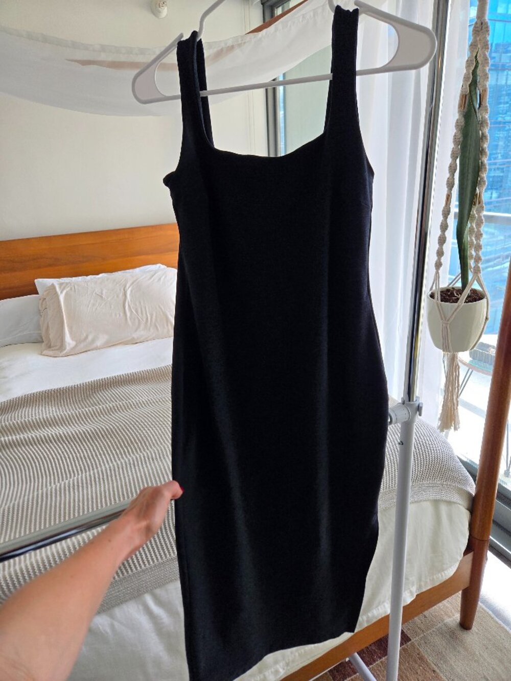 BEYOND YOGA Spacedye™ Icon Black Midi Dress SIZE SMALL